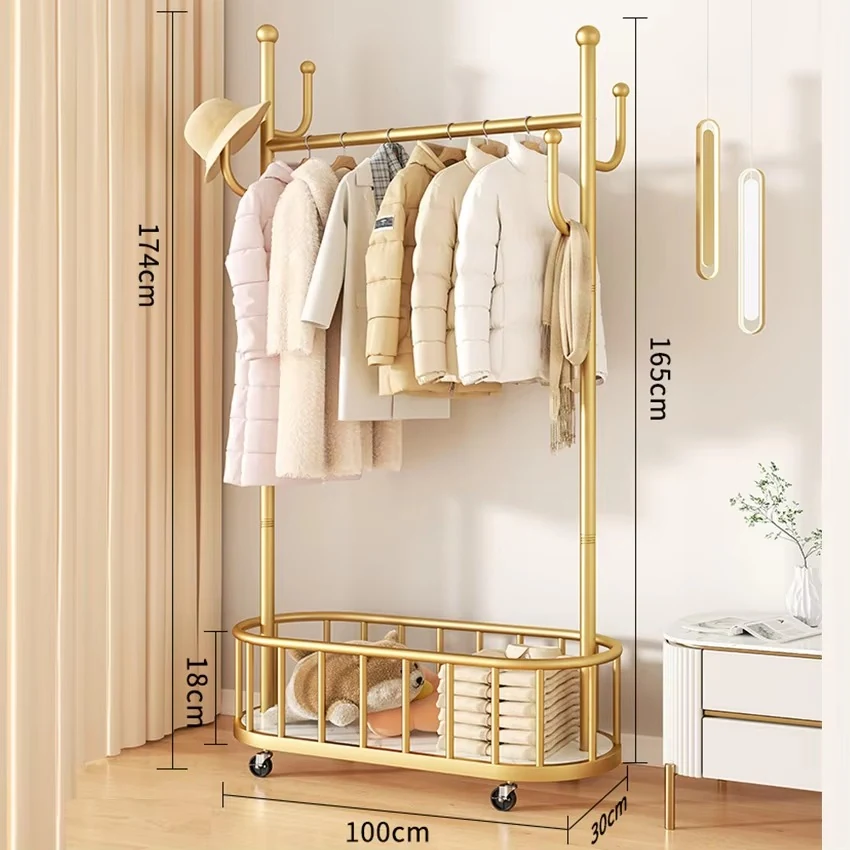 Rolling Metal Coat Rack with Storage Basket CR-M12