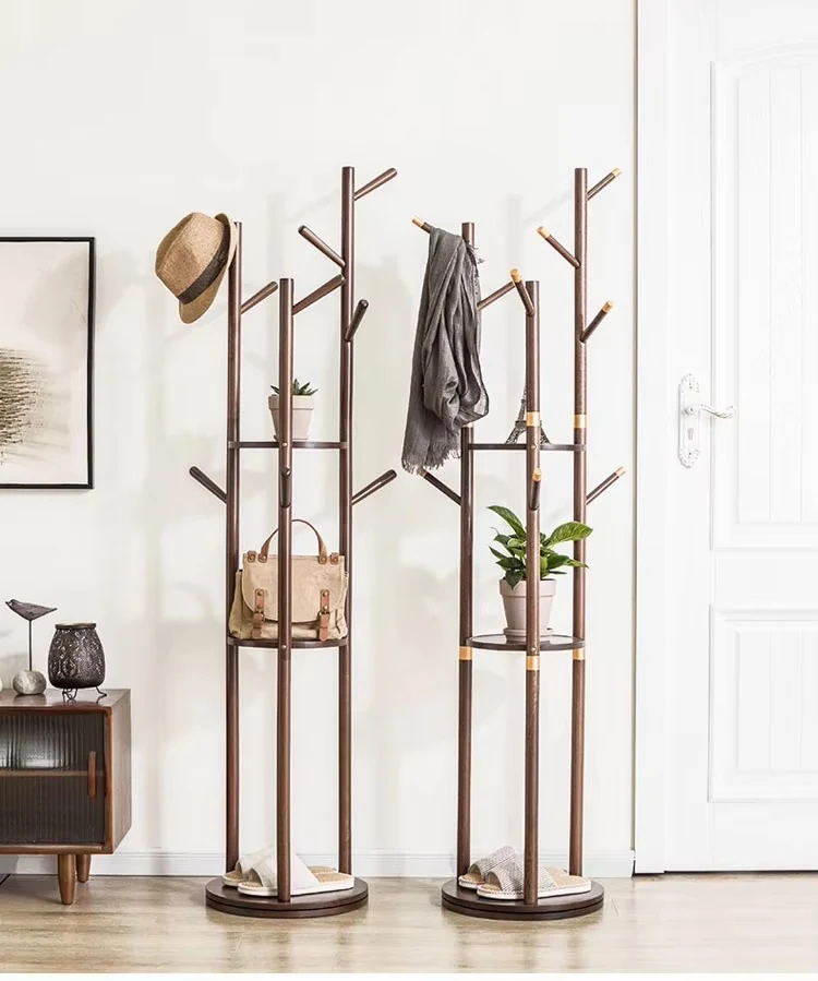 Walnut Finish Solid Pine Coat Rack CR-W03